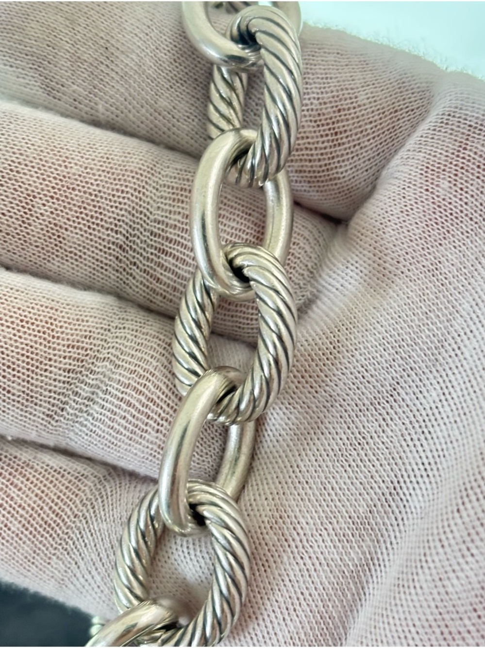 David Yurman Sterling silver XL Oval Link Chain Bracelet 7-7.5" - Picture 3 of 9